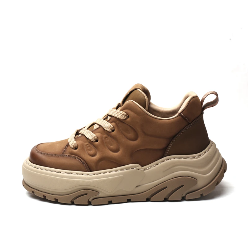 2024秋冬新款雅丹风厚底复古真皮头层皮休闲鞋高帮鞋老爹鞋32730