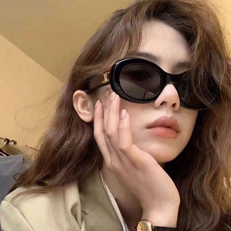 网红欧美椭圆形墨镜男士开车高级感ins复古太阳眼镜遮阳太阳镜