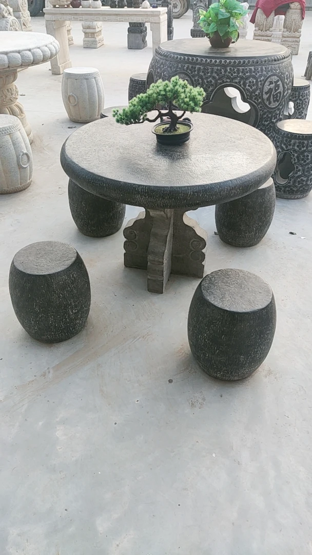 青石80面径/60高度一桌四凳