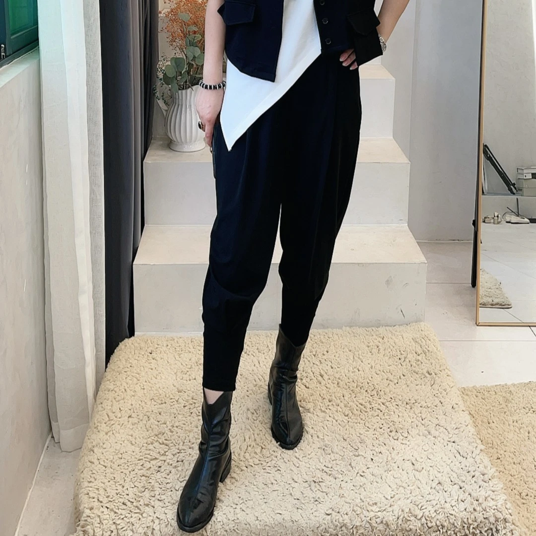 【雨田定制】哈伦裤王2025春季爆款时尚加厚黑色显瘦百搭休闲裤