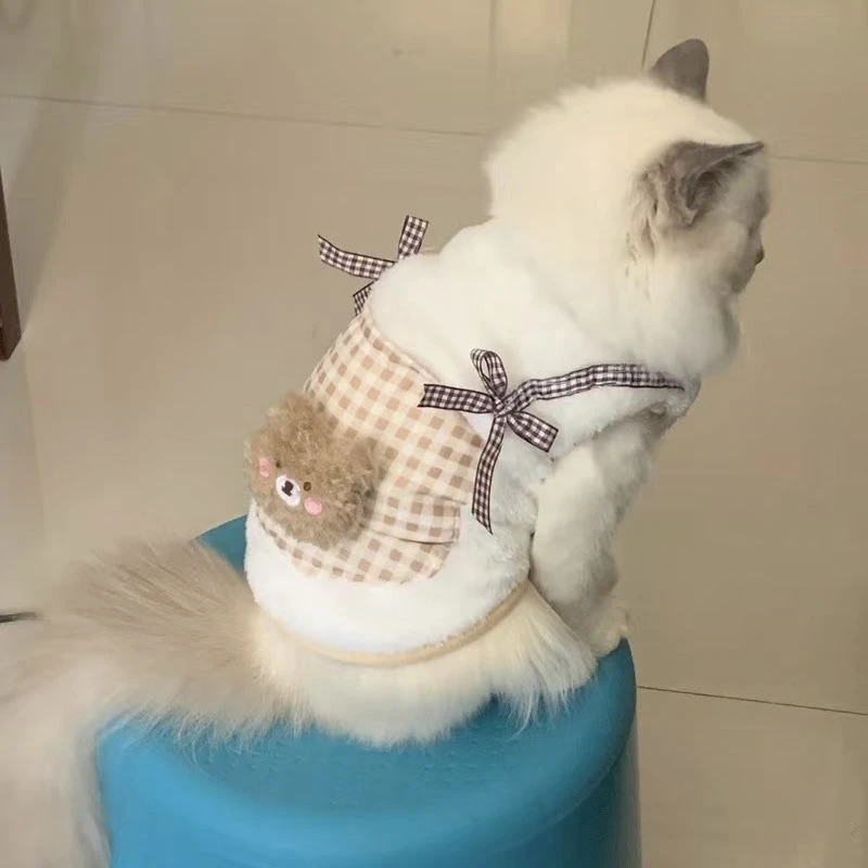 猫咪衣服可爱春秋季布偶猫保暖背心绒衣宠物狗狗可爱小猫幼猫保暖