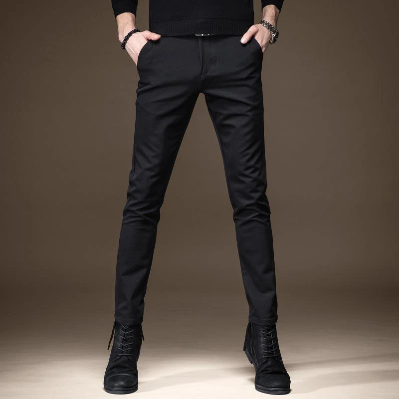 香港高端商务黑色西裤男修身小脚男士休闲裤韩版潮流时尚长裤子男
