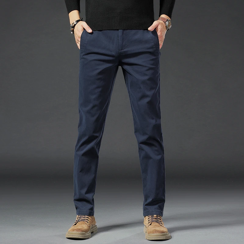 香港秋冬时尚百搭高级感休闲裤男款修身直筒男士商务弹力百搭长裤