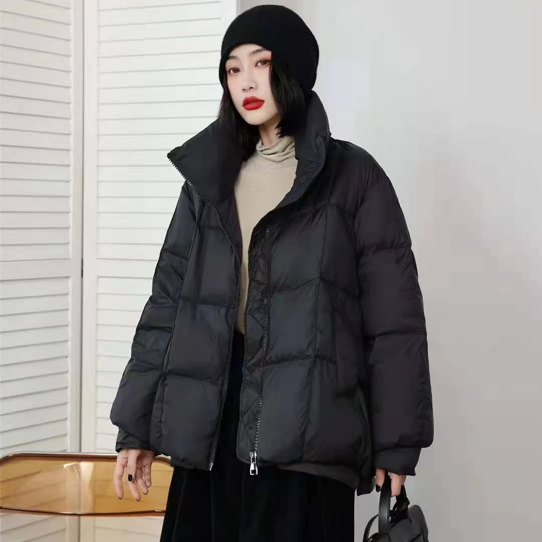 JFK加厚羽绒服新款文艺方格立领冬装（货号901）新款