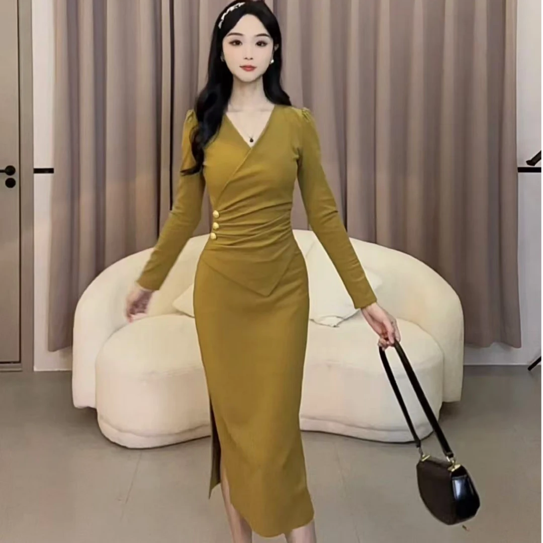 【蛋蛋】秋冬季新款收腰法式轻奢名媛设计感连衣裙SYMYF406933