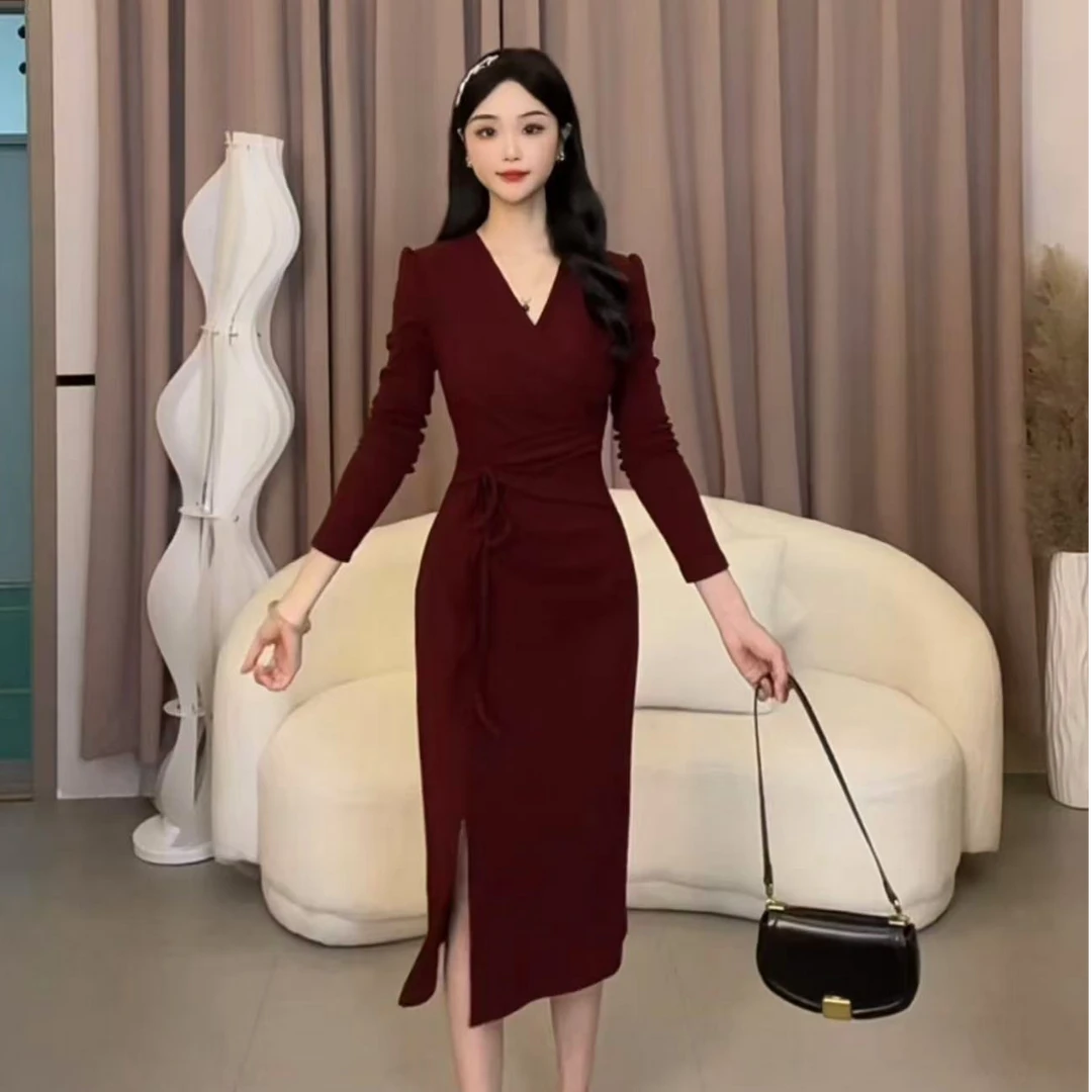 【蛋蛋】秋冬新款名媛法式气质收腰显瘦设计感连衣裙SYMZQ405855