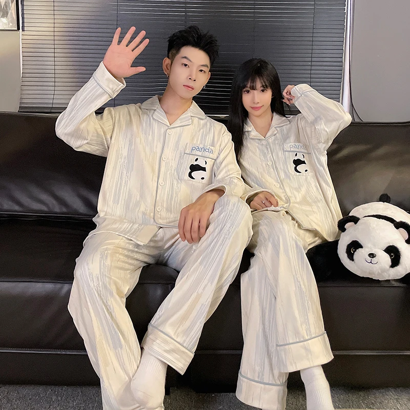 【德绒保暖】情侣款睡衣厚款秋冬季长袖简约高级感家居服  084（DK）w