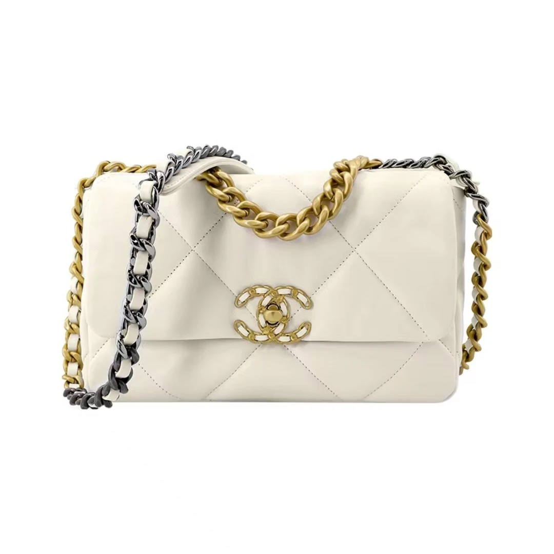 99新 Chanel/香奈儿 19Bag白金 大号 羊皮链条包