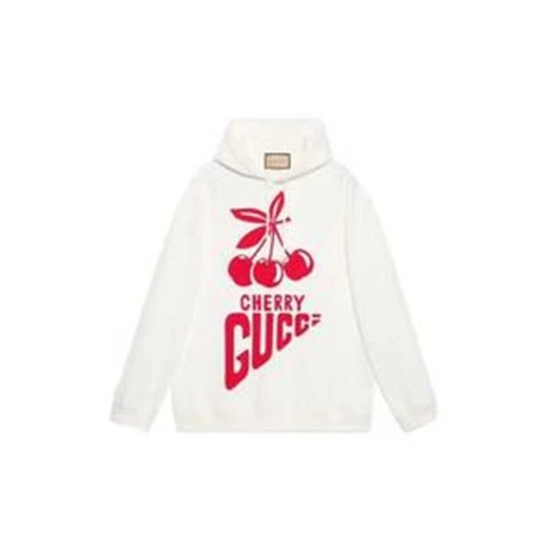 全新未使用  GUCCI x Disney/迪士尼 联名款樱桃印花宽松连帽卫衣