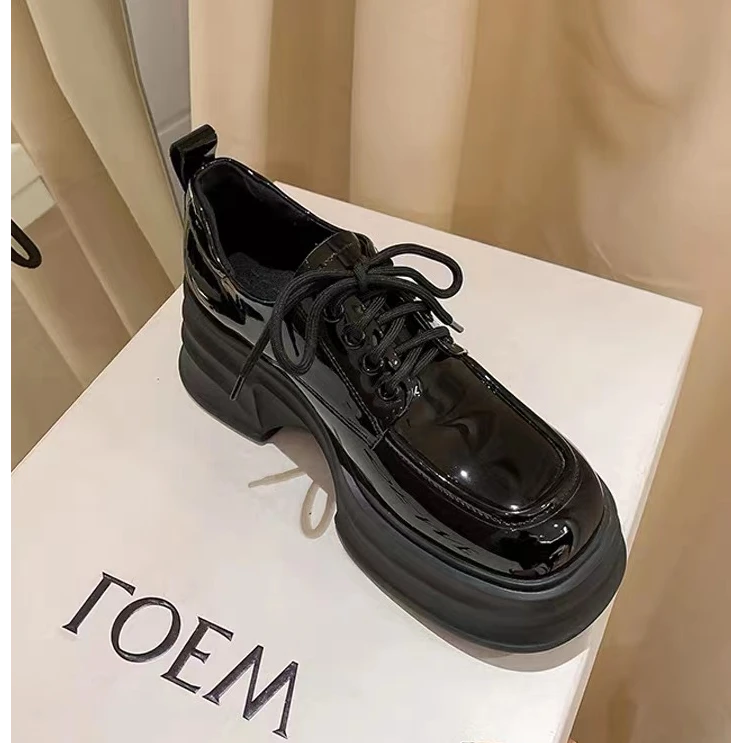 (工厂直销真皮明星同款6.5公分)2025新款厚底乐福鞋软底软面时尚