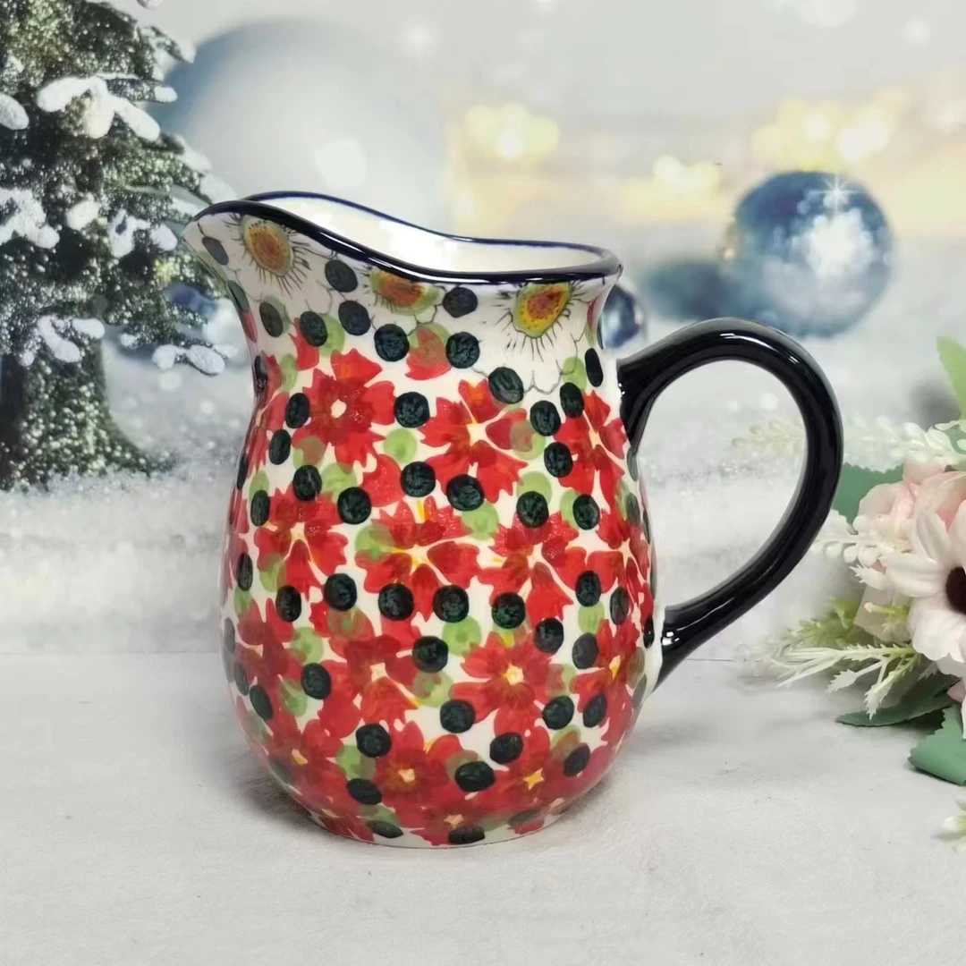 【欧礼】红堇系列导流壶手绘釉下彩陶瓷