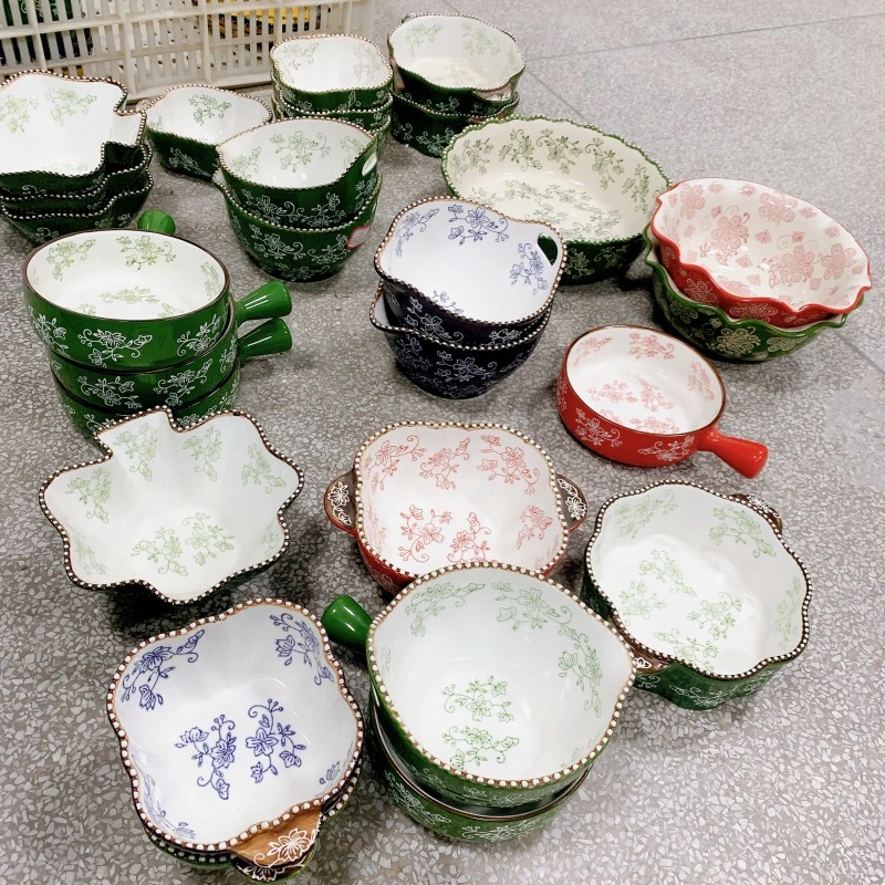 藤蔓系列孤品餐具绿红紫珑藤釉下彩陶瓷家用