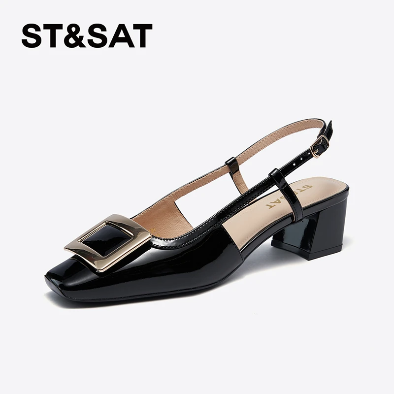 星期六时尚气质法式方扣方头中后空鞋SSC3114179