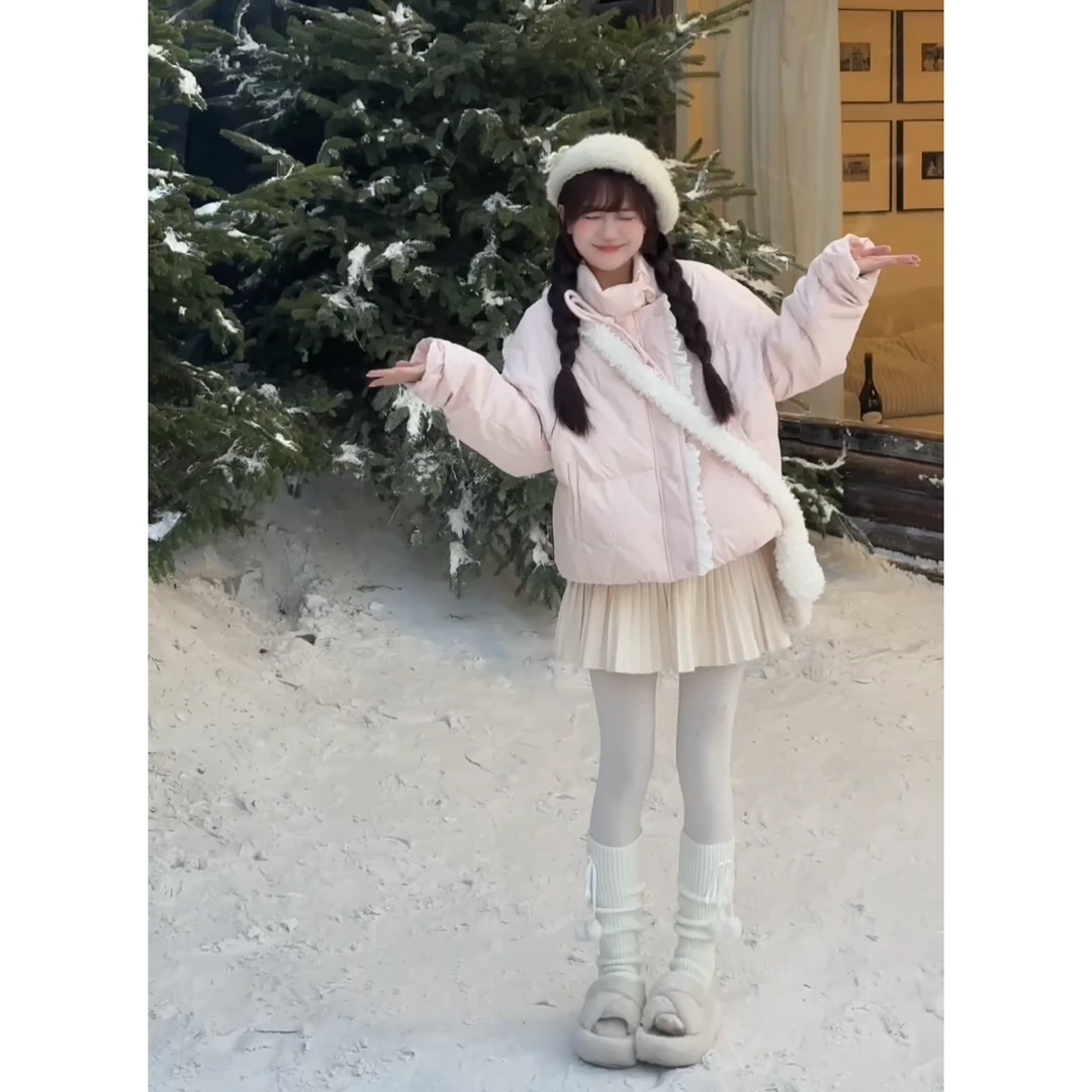 甜系暖包羽绒服女冬季短款2024新款独特超好看面包服外套