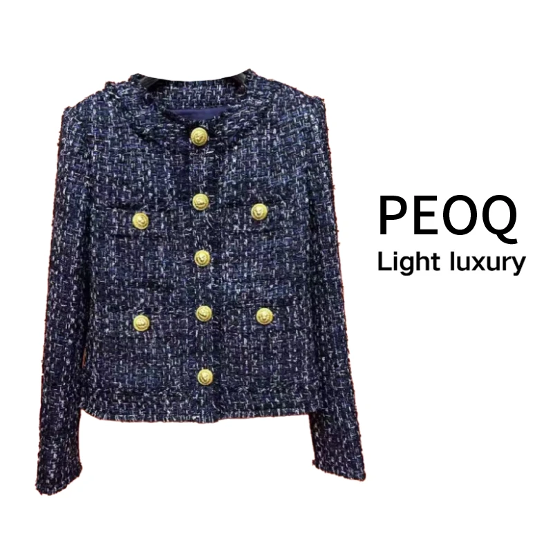 2025春季新款法式小香风圆领金属单排扣气质名媛显瘦修身短款外套