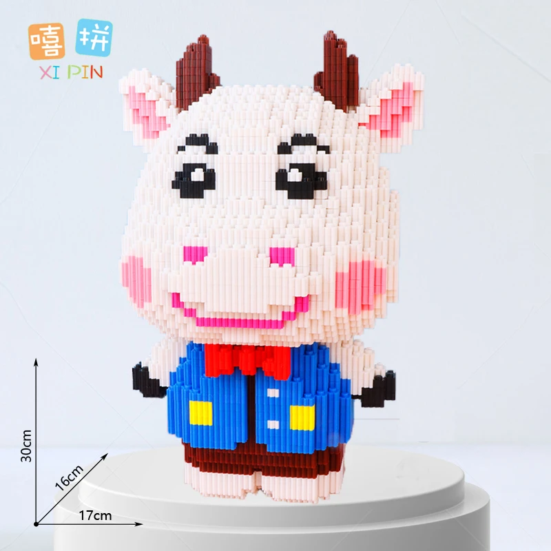 牛气冲天生肖牛积木存钱罐小颗粒3D立体拼装玩具拼图男女孩礼物