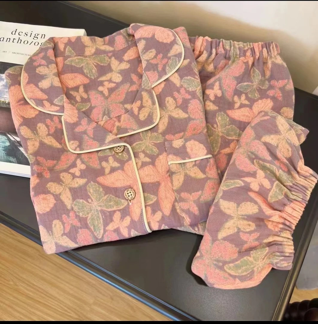 【娜娜精选】新款双层纱家居服短袖三件套 套装——亲肤透气柔软