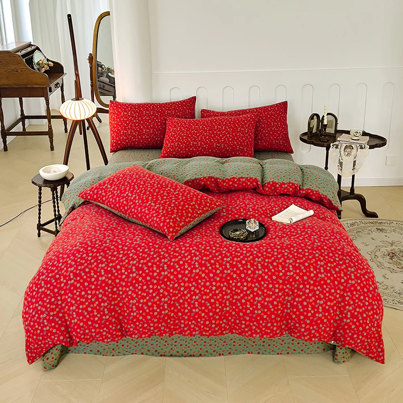 宠粉！！新人体验【郁金朵朵】A类双层纱四件套  限量款  四季可用