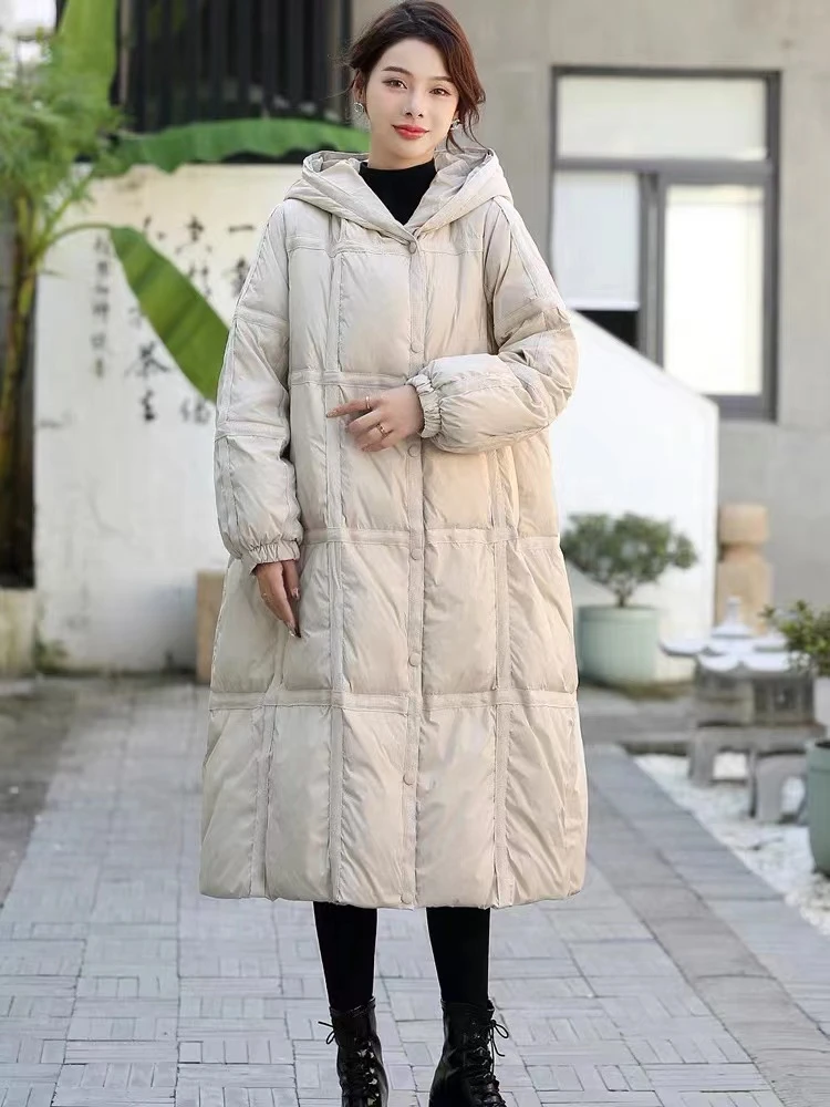 【90白鸭绒】新款中长款过膝棉服加厚宽松文艺ins4552