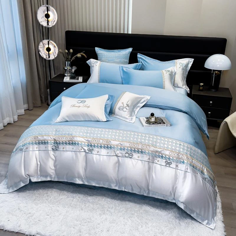 凉感床品水四件套丝滑套件绣花三件套直播夏季单人床真丝