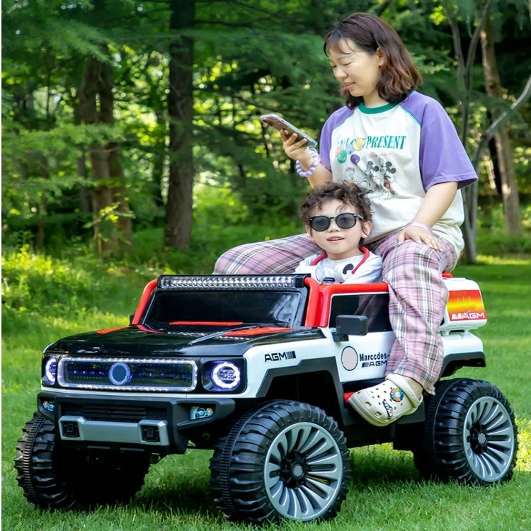 儿童电动车大款越野汽车可做大人带宝宝摇摆双人座四驱遥控玩具车