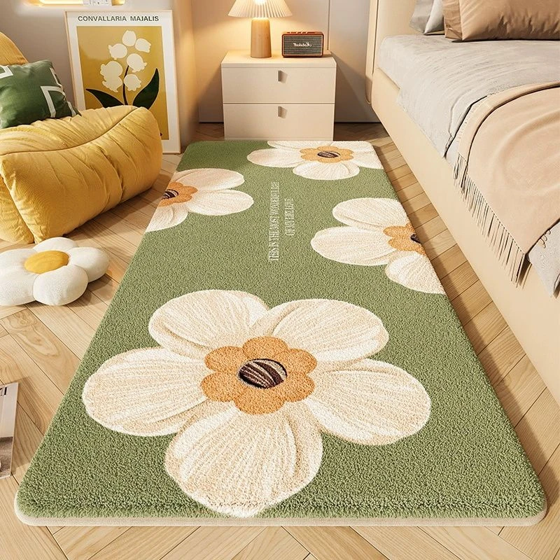 卧室用品地毯床边房间长条加厚地垫仿羊绒柔软材质防滑耐脏脚垫子