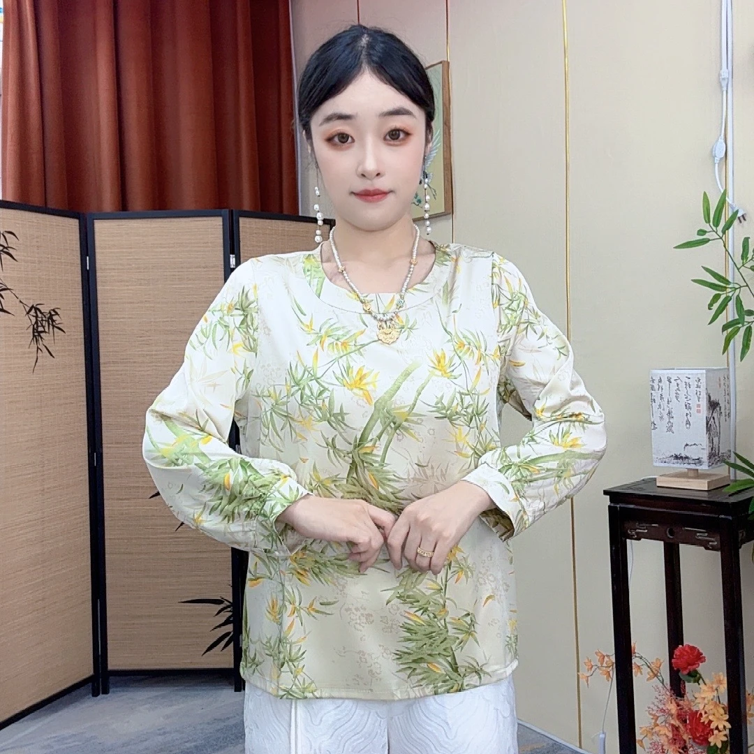 《烟雨江南》长袖宽松大码百搭夏季显瘦时尚中国风休闲印花
