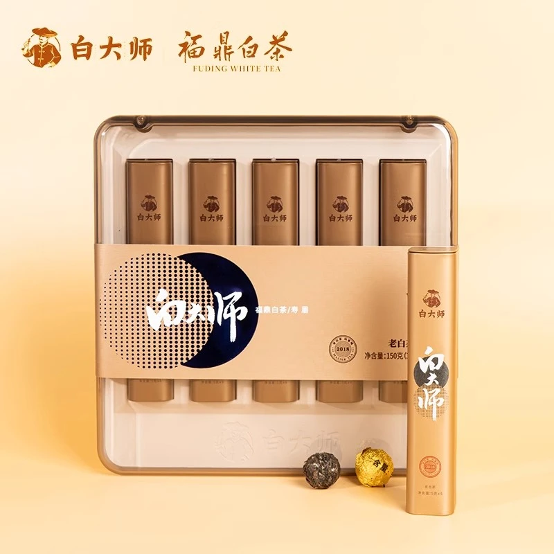白大师2018年寿眉龙珠福鼎盒悦礼盒装紧压寿眉茶叶礼盒装150g