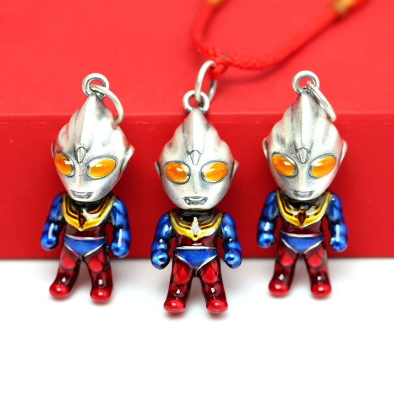 吊坠足银 手工银烧蓝迪迦奥特曼项链挂件防过敏宝宝儿童银饰礼物