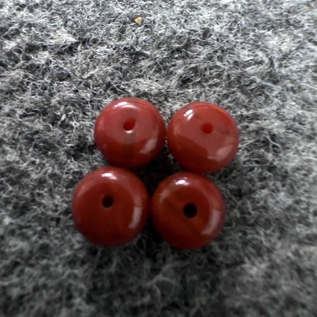 孔道1.2深柿子红玛瑙隔片 一组四片 有纹隔珠尺寸8+