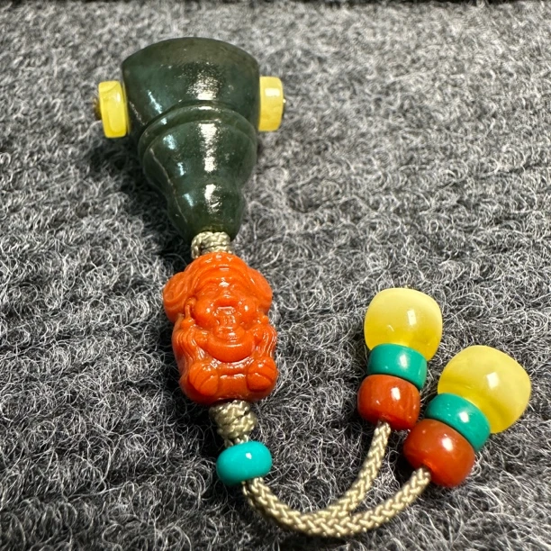 和田玉大尺寸套装 对孔18 搭配南红财神爷背云 15以下的串适用