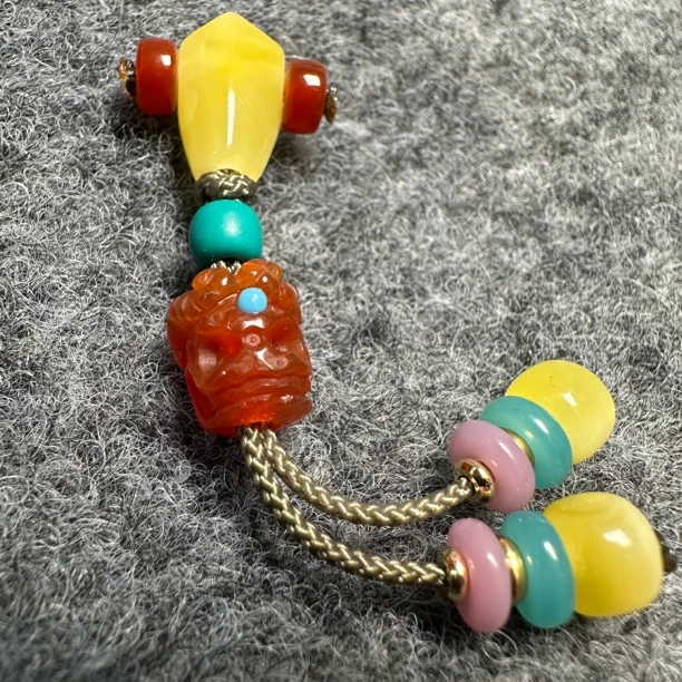 俄料蜜蜡三通套装 搭配喜主背云 适用于6.5以下的串