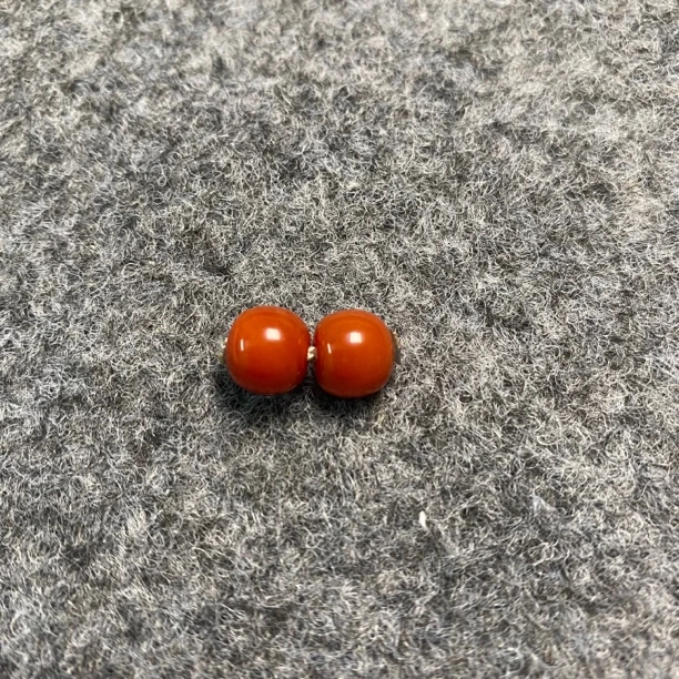 天然原矿柿子红对珠 腰珠 满色满肉 尺寸有9mm的10mm的11的