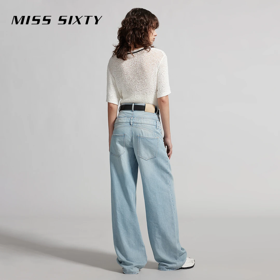 【贤哥专享】MissSixty牛仔裤天丝拼接双腰设计感小众裤雅丹风0750