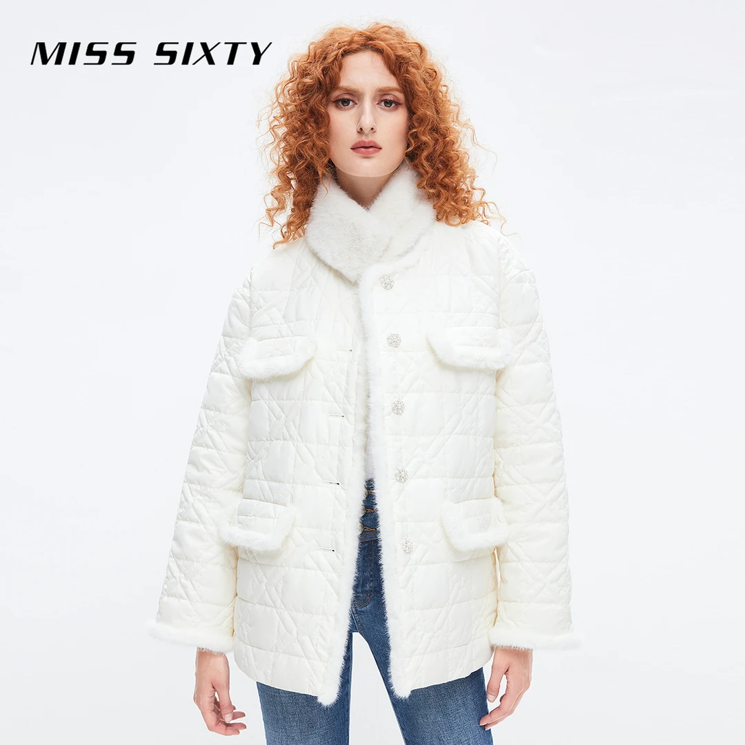 Miss Sixty夹棉外套女配毛领宽松保暖轻奢气质棉服热力感