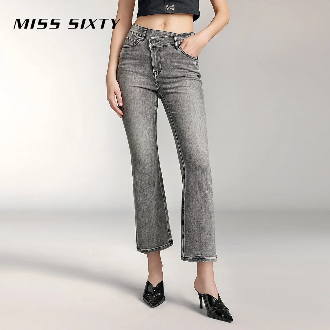 Miss Sixty牛仔裤女含桑蚕丝微喇复古不对称丹宁风尤莱特
