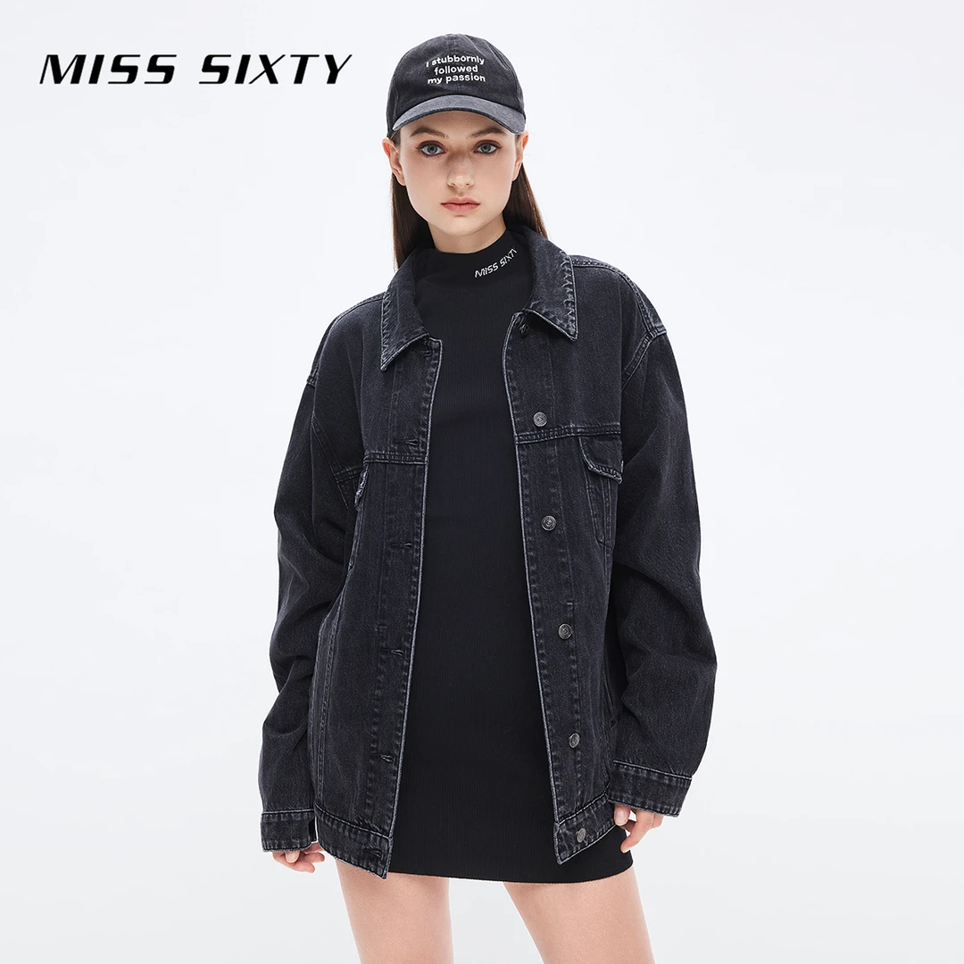 Miss Sixty牛仔外套女polo领宽松美式丹宁风citywarm