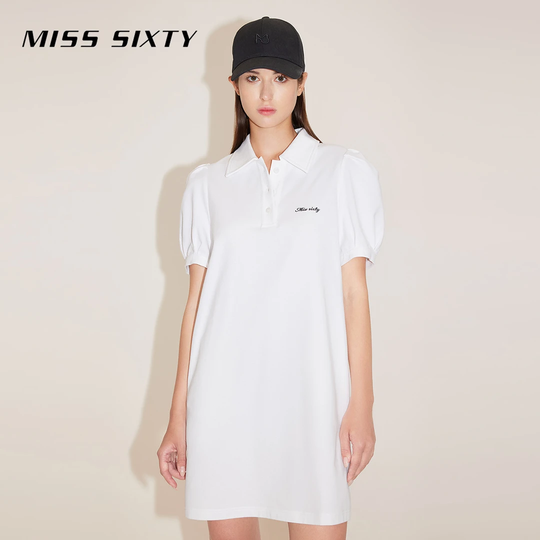 【贤哥专享】Miss Sixty春季新款连衣裙女polo领短袖短裙泡泡袖8281