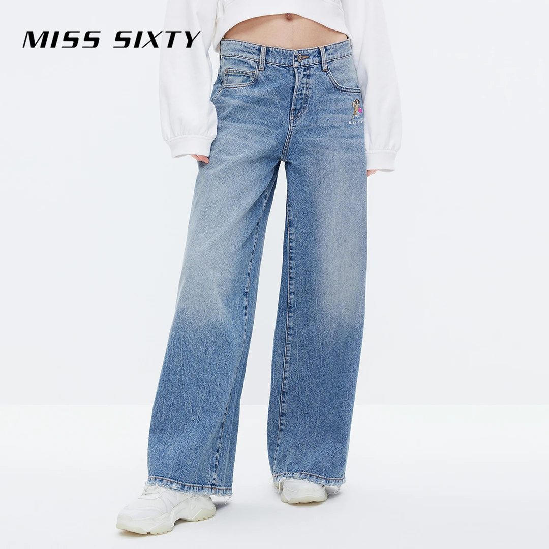 Miss Sixty不无聊NFT胶囊系列牛仔裤女高腰阔腿裤丹宁风