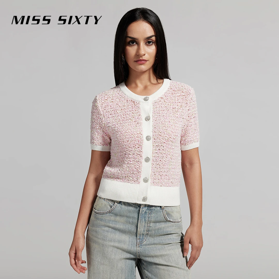 【贤哥专享】Miss Sixty夏针织法式小香风拼色感上衣MS060