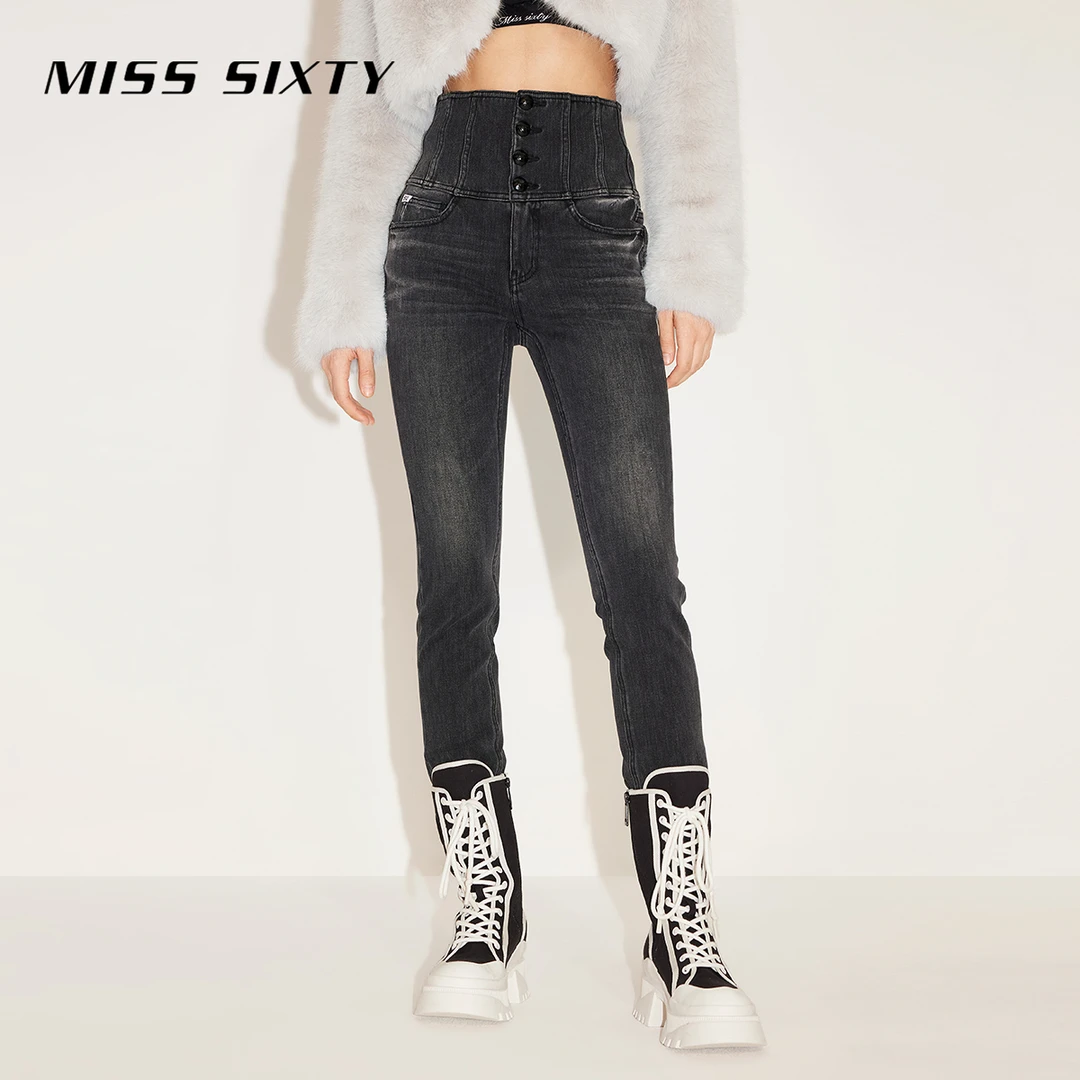 Miss Sixty牛仔裤女四面弹四扣超高腰修身小脚