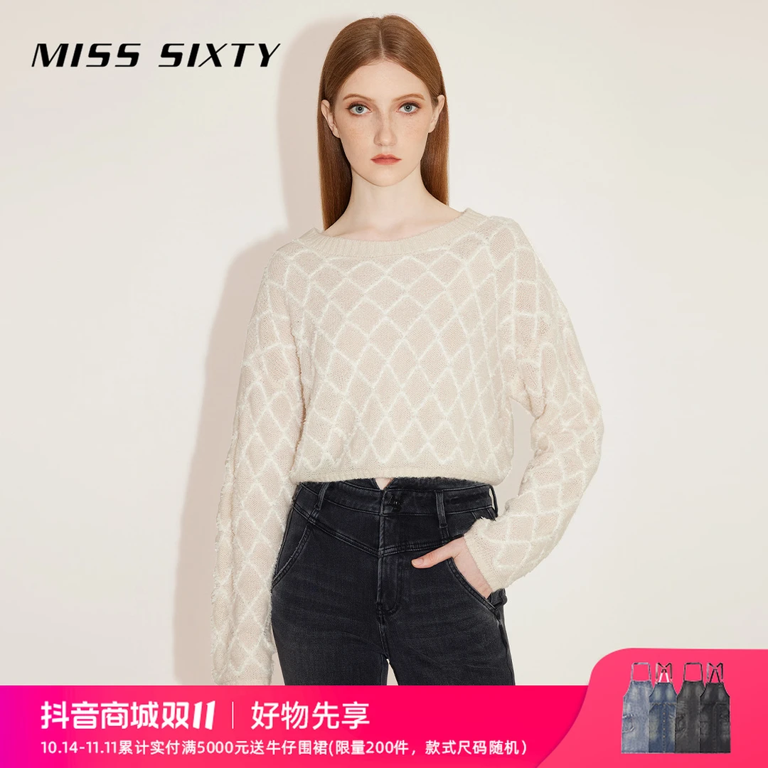 Miss Sixty毛针织衫女圆领短款羊毛混纺温柔圣诞穿搭