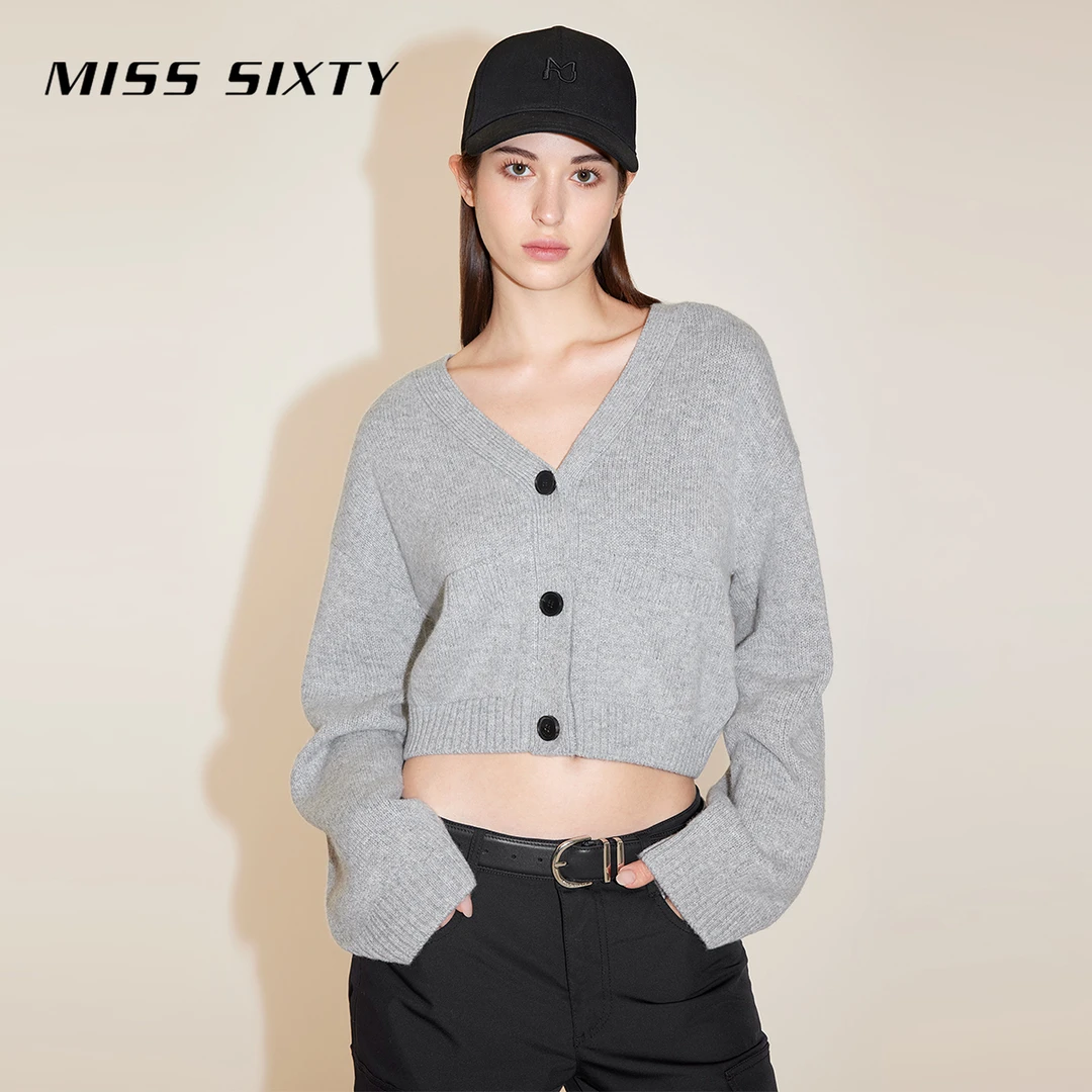 【贤哥专享】Miss Sixty春季新款毛织外套女V领简约纯色2440