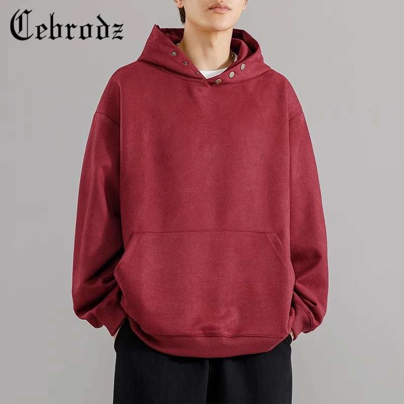 Cebrodz日系2023新款卫衣休闲简约上衣秋季男士连帽潮牌宽松外套