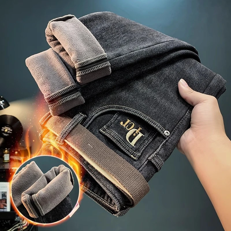 JEEPSPIRIT裤加绒加厚修身长裤厚实小直筒男裤