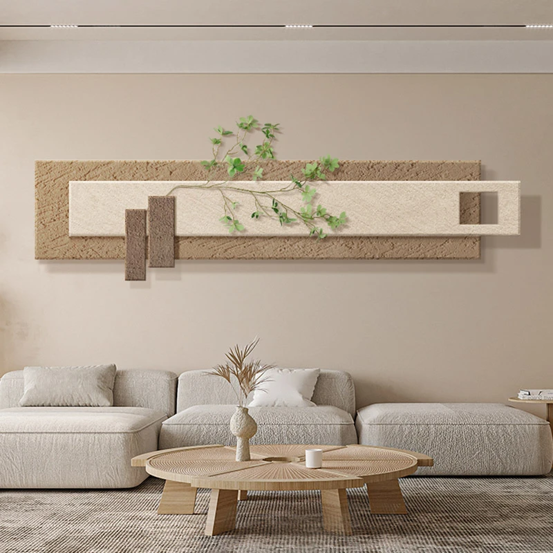 现代简约风砂岩肌理画客厅装饰画高级感卧室背景墙挂画艺术画沙发