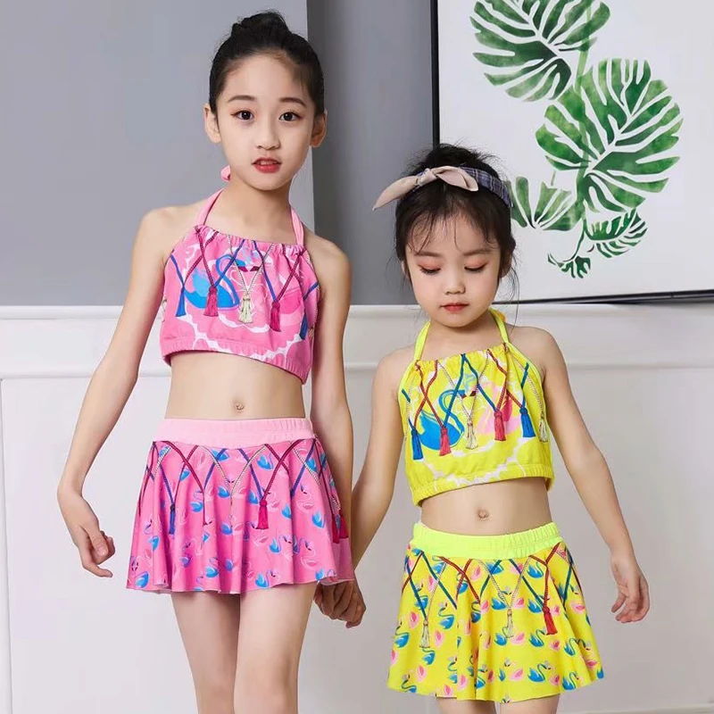 儿童泳衣小女孩 分体裙分体时尚游泳衣公主裙式女童中童泳装温泉