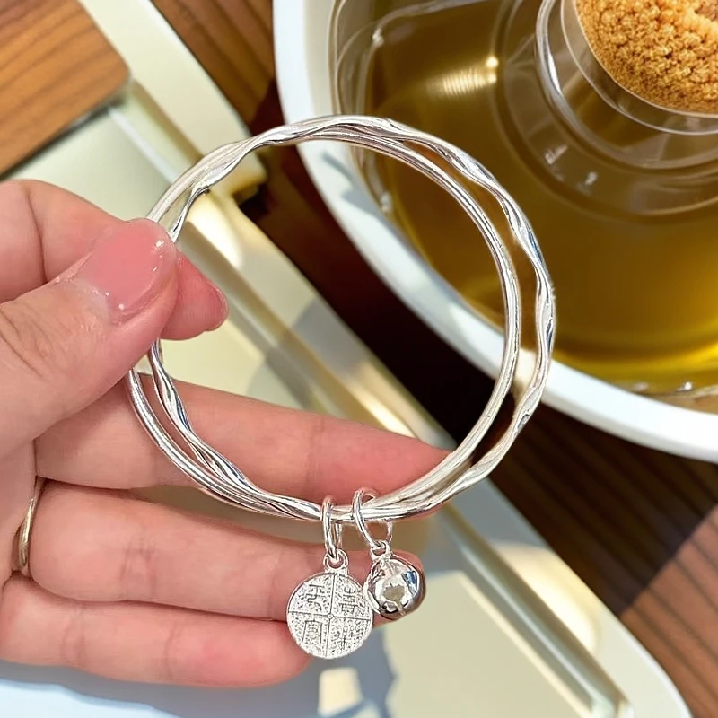 足银手镯 S17-莫比乌斯双环闭口手镯平安喜乐铃铛轻奢百搭ins