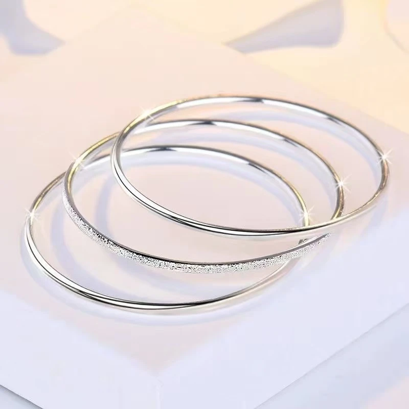 足银手镯 S31-三生三世手镯女简约三圈设计环环相扣精致浪漫细圈