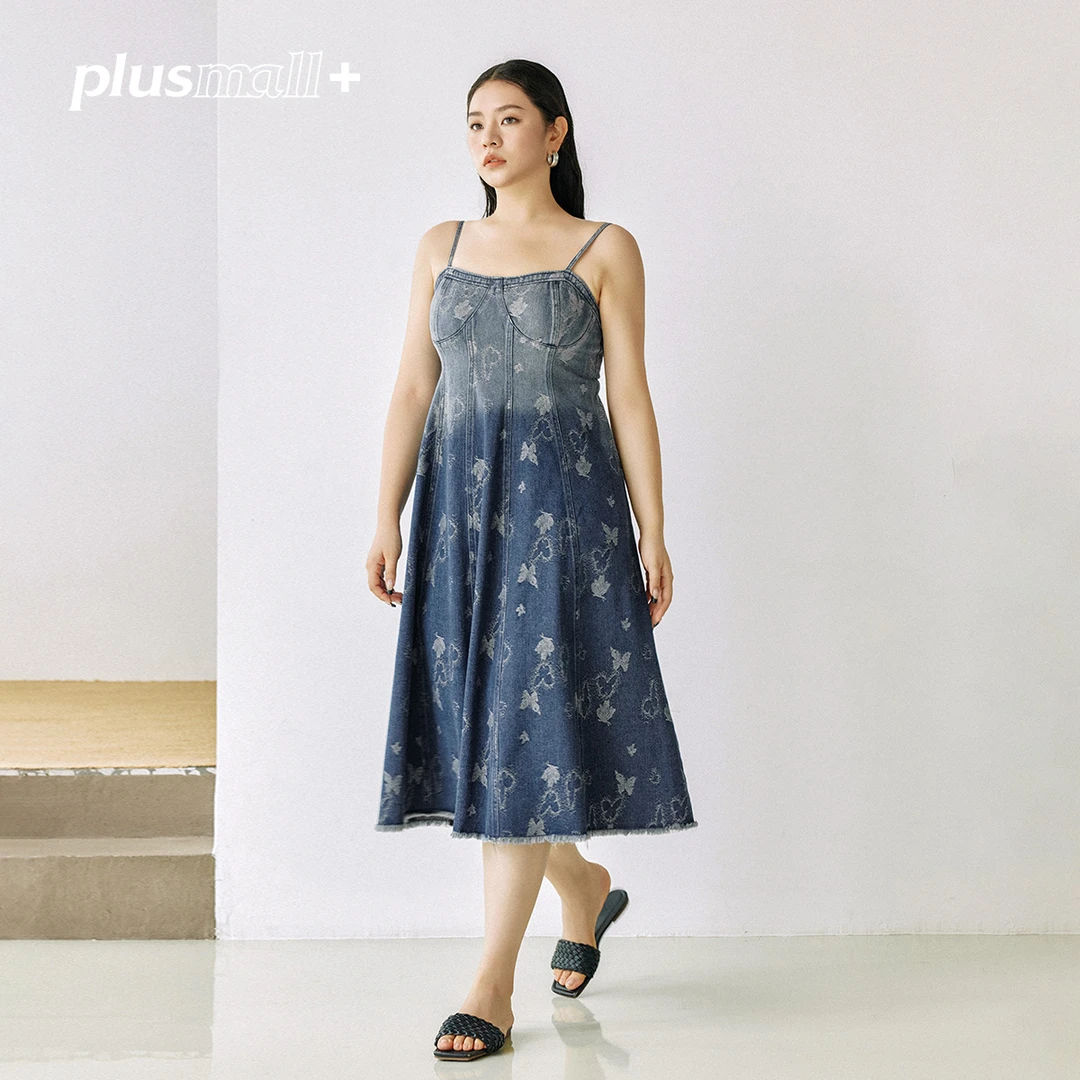 【返场】PLUSMALL 代官山辣妹 时髦渐变设计蝴蝶牛仔裙PM2405061